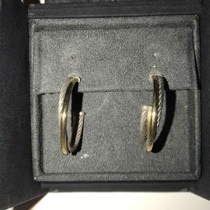 David Yurman sterling silver and 14k gold hoops